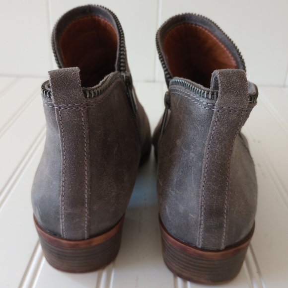 Lucky Brand Bartalino 9.5 Womens Zip Gray Leather Ankle Booties Boots - Picture 4 of 8